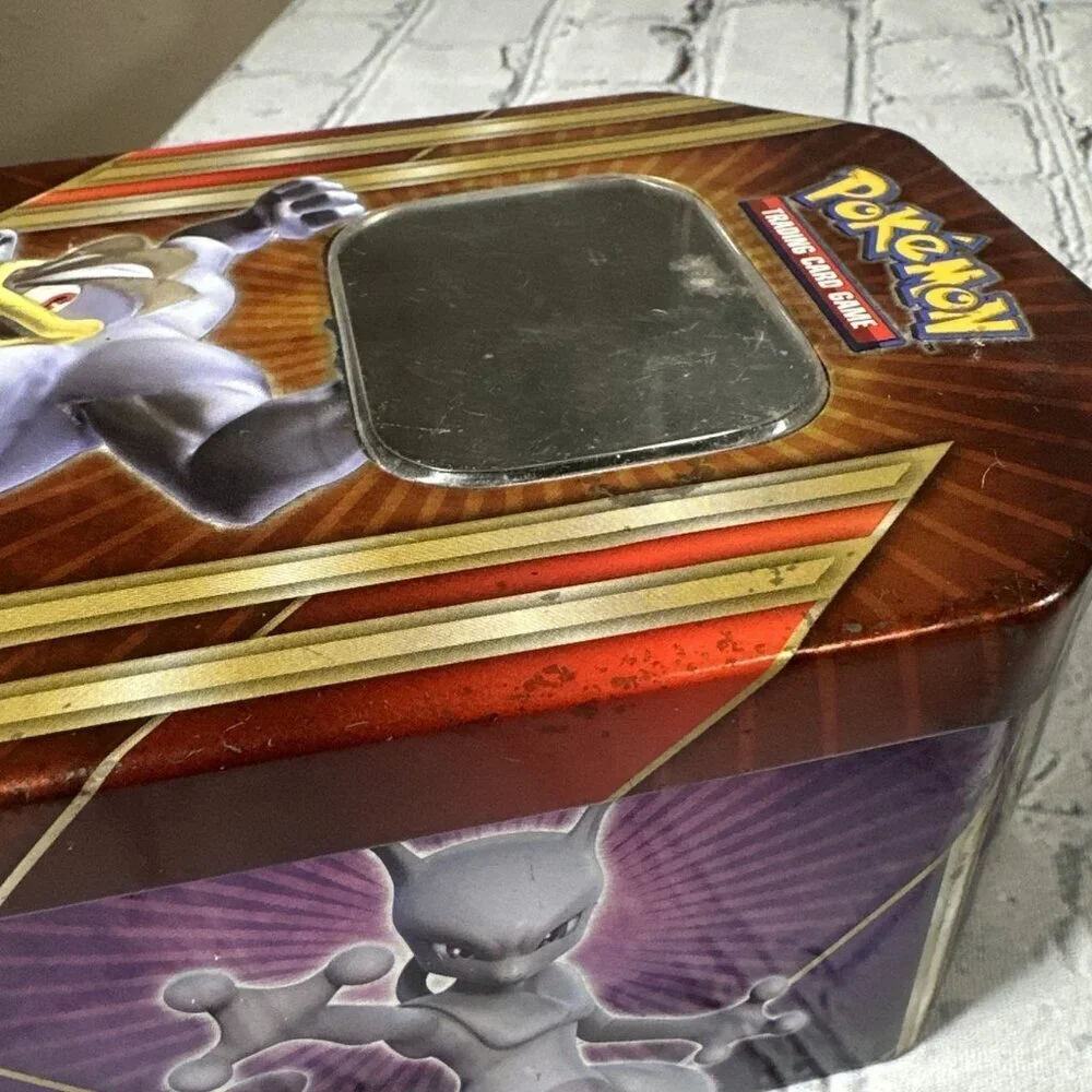 Pokemon MaChamp Tin 2016 Nintendo Box Tin Trading Card Game Only Fair Condition